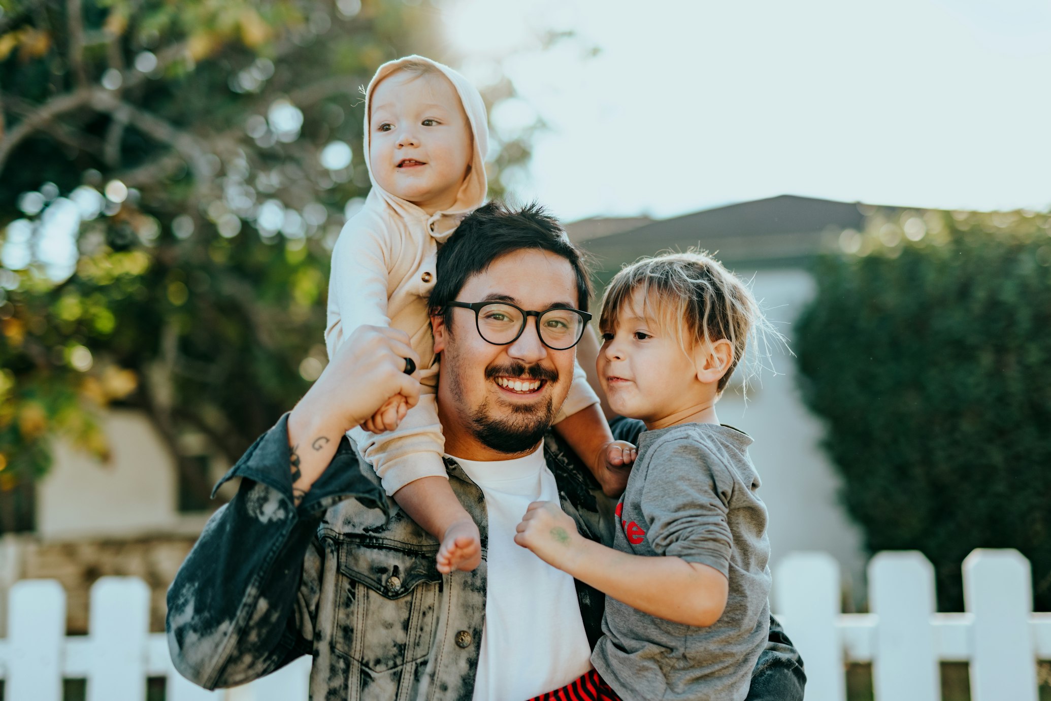 Happy family with their caregiver